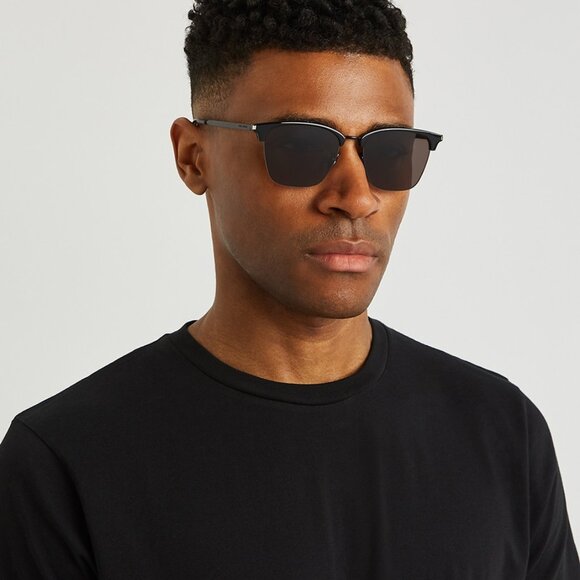 Saint Laurent SL340 002 Sunglasses Havana/Gold Browline Frame, Grey Lenses - Picture 2 of 11